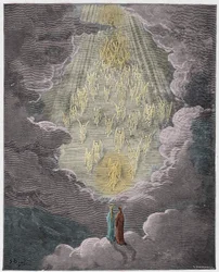 Paradies, 21. Gesang: Beatrice und Dante in der Sphäre des Saturn, Illustration aus der Göttlichen Komödie von Dante Alighieri, 1885